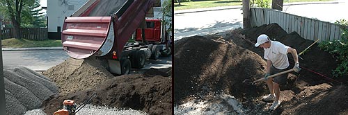 gravel delivered, shovel soil =