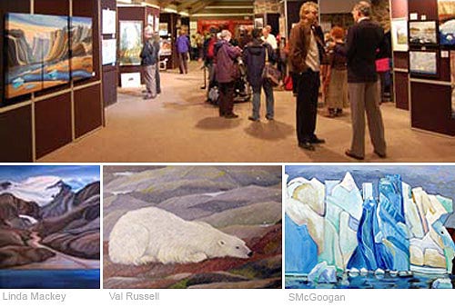 Polar Artists event at McMichael Gallery with Mackey, Russell and McGoogan paintings