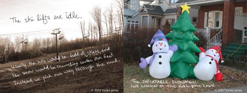 idle ski lifts and snowmen in january