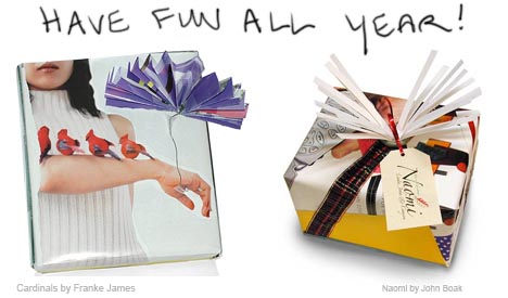 junk mail gift wrap 2007 by franke james on left and john boak on right