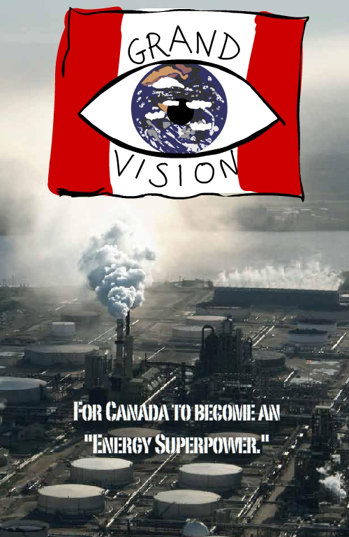 Grand vision tar sands photo by © Greenpeace/EM. Illustration by Franke James