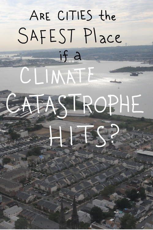 Are cities the safest place if a climate catastrophe hits? aerial photo of Newark by Franke James, 2010