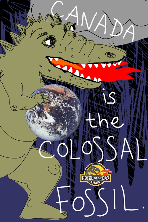 the Colossal Fossil illustration by Franke James, award given out by Climate Action Network
