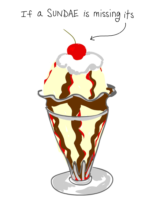 sundae with cherry illustration by franke james