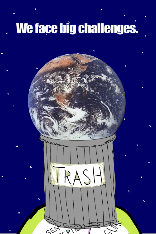 disposable earth in garbage illustration by Franke James