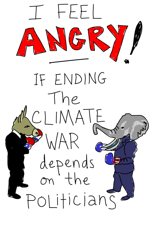 drawing  of politicians fighting by Franke James