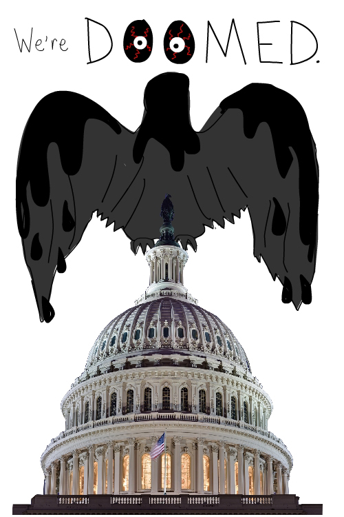 drawing oil  covered eagle by Franke James