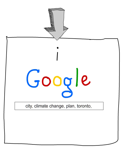 Google city plan drawing of Google logo search page by Franke James