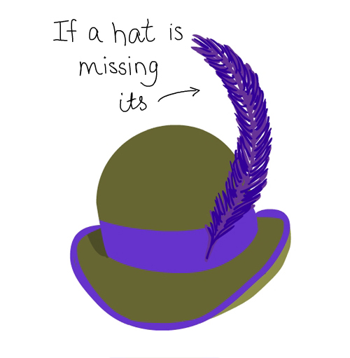 hat with feather illustration by franke james