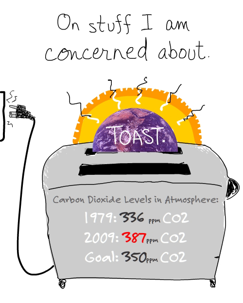 CO2 toaster drawing by Franke James from Book launch invite