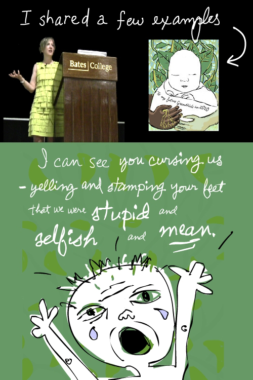 think stupid drawing by Franke James from 2007 To My Future Grandkids essay