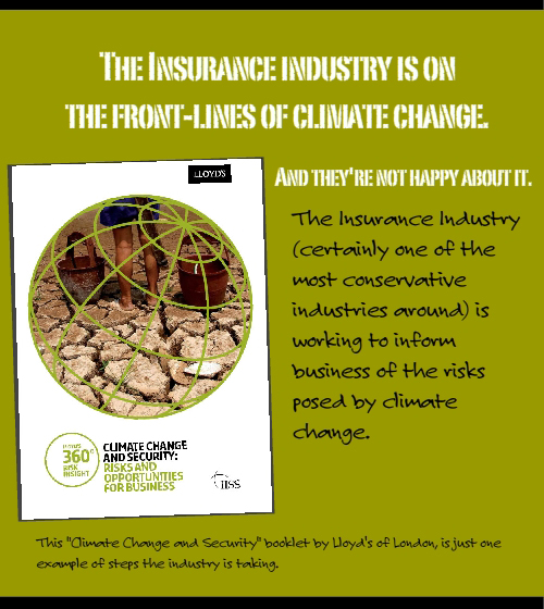 featured Lloyds of London climate booklet; photo-collage by Franke James;