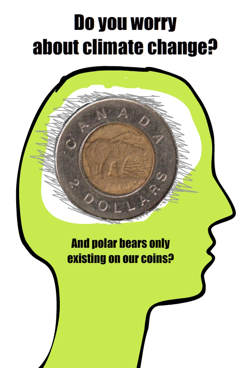 Green Conscience illustration with twoonie by Franke James