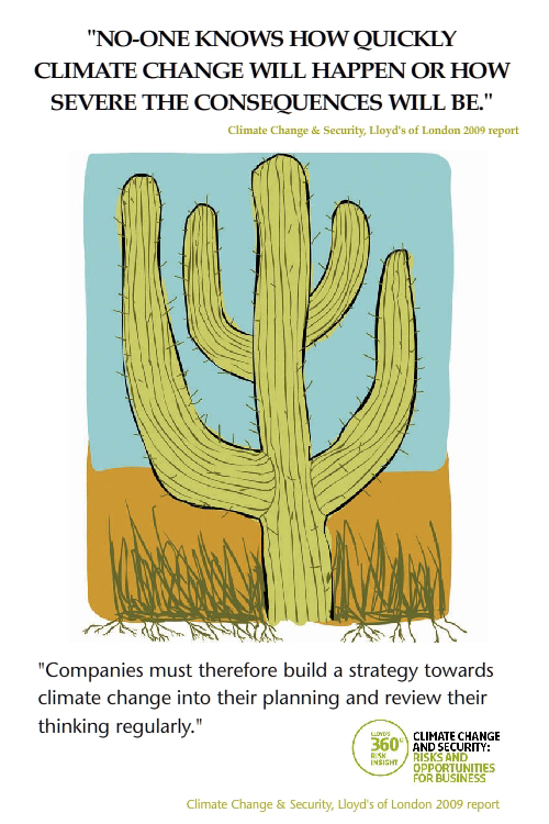 featured quote from Lloyds of London climate booklet; Cactus illustration from To My Future Grandkids in 2020 by Franke James;