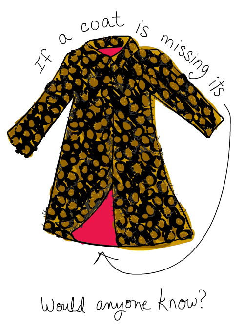 coat with pink lining illustration by franke james
