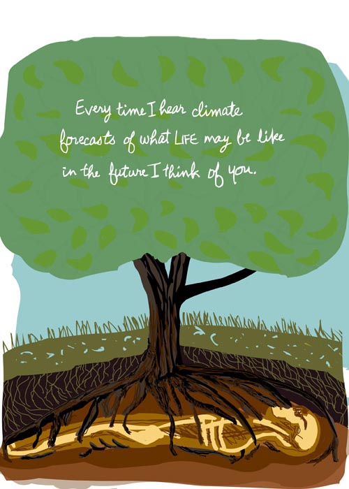 franke james illustration of a tree with a skeleton under it tree with a skeleton under it