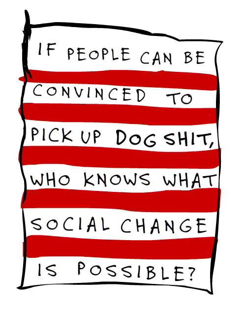 dog shit illustration adapted from The Real Poop on Social Change by Franke James;