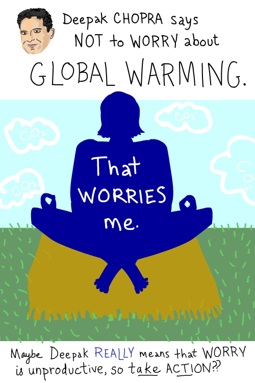 Deepak Chopra says not to worry about global warming Deepak Chopra drawing by Franke James