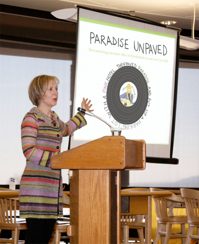 Photo of Franke James at Legacy Lecture talk by UCCS assistant