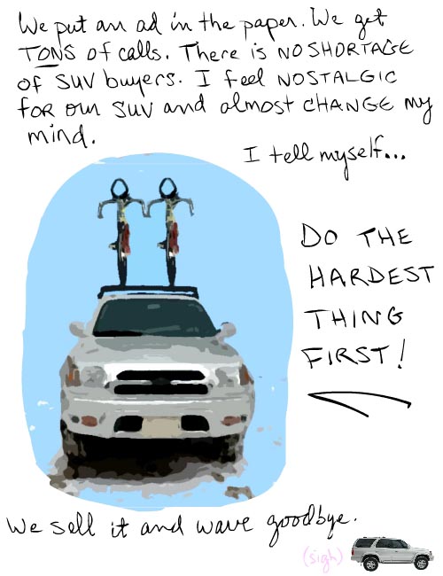 franke james photo-illustration of SUV with bikes on top suv with bikes on top
