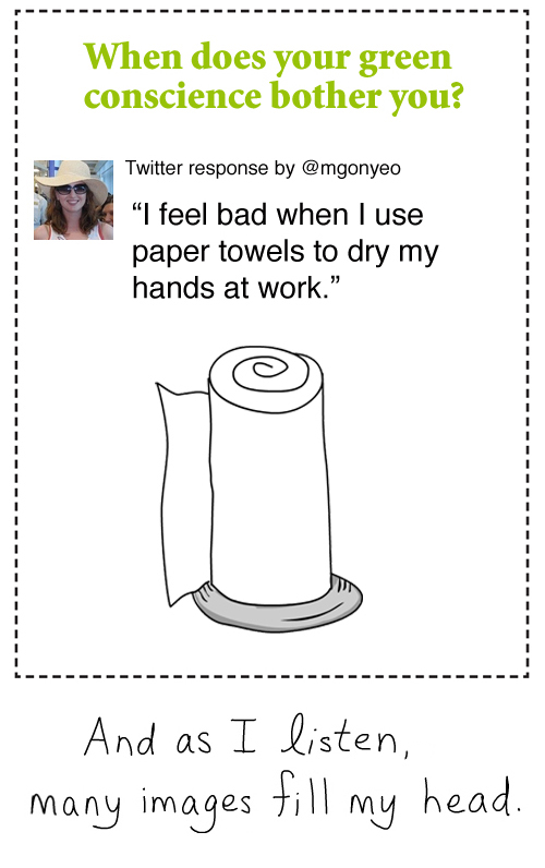 twitter paper towel green conscience illustration by franke james