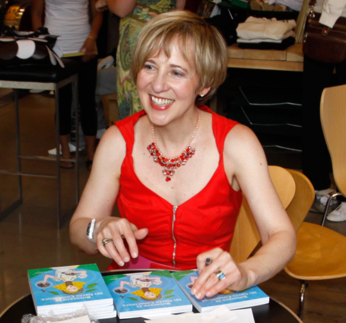Franke James at book reading for Bothered by My Green Conscience; photo by Central Image Agency