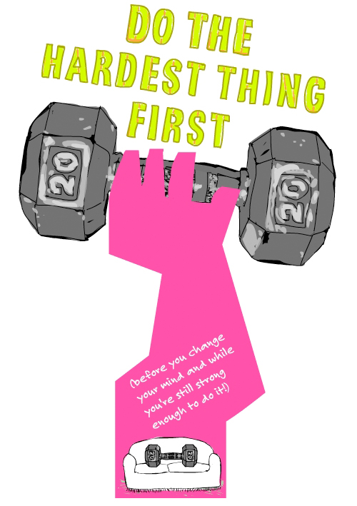 Franke James illustration of do hardest thing 1st;