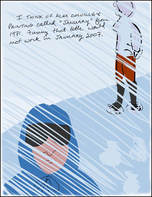 Franke James illustration inspired by Alex Colville
