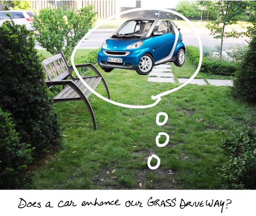 1st pilot project for grass driveway, green driveway, in North York; 