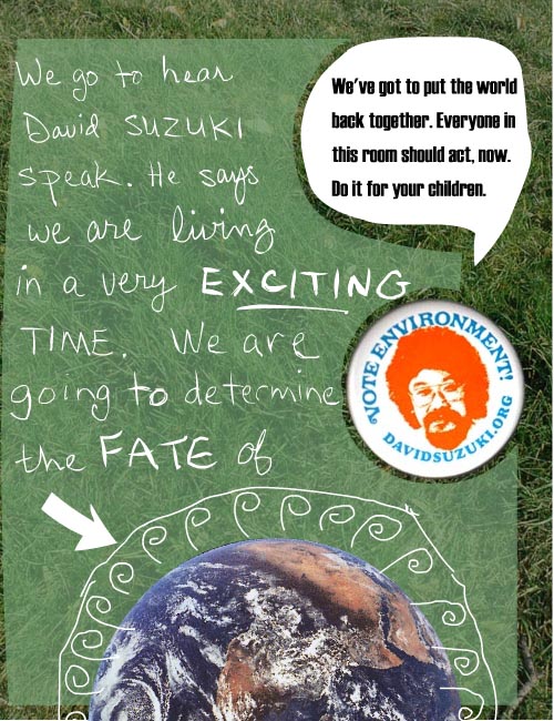 franke james photo-illustration of David Suzuki talk we are going to determine the fate of the world