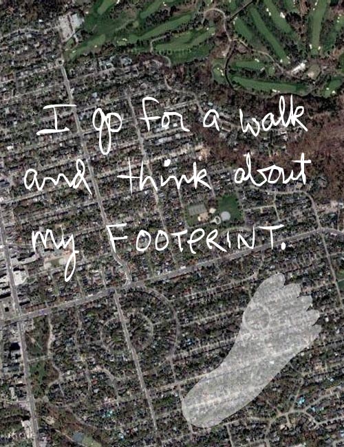 franke james photo-illustration of map of walk I go for a walk and think about my footprint