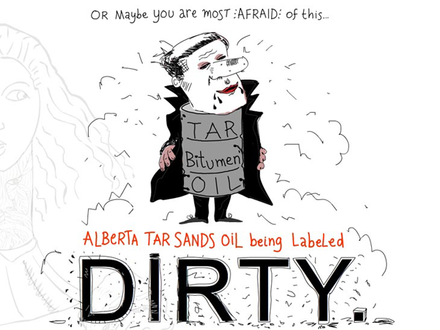 Or are you most afraid of Alberta tar sands oil being labeled dirty, writing and illustration by Franke James