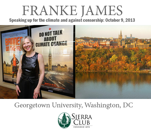 Franke James photo by Nick Pearce; Georgetown University photo by Patrick Neil, Wikipedia