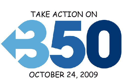 credit: 350.org logo with Franke's call to action;