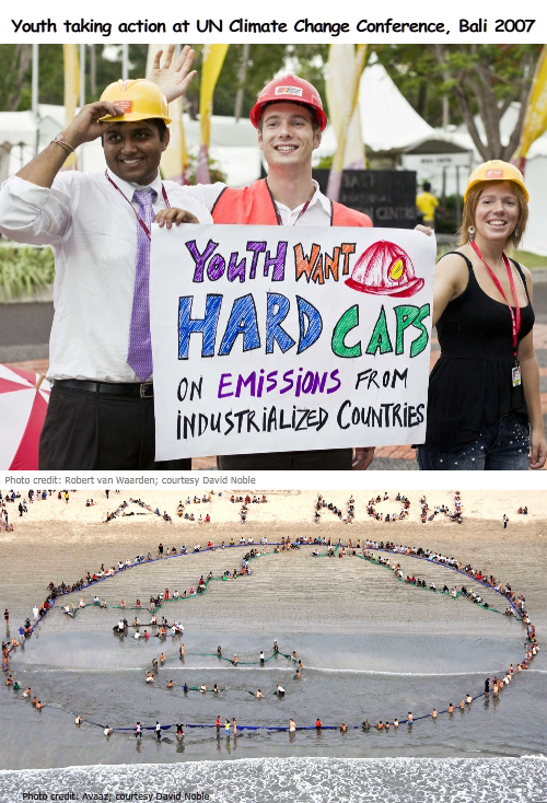 Hard Caps photo credit: Robert van Waarden; Act Now Photo credit: Avaaz; both images courtesy David Noble;