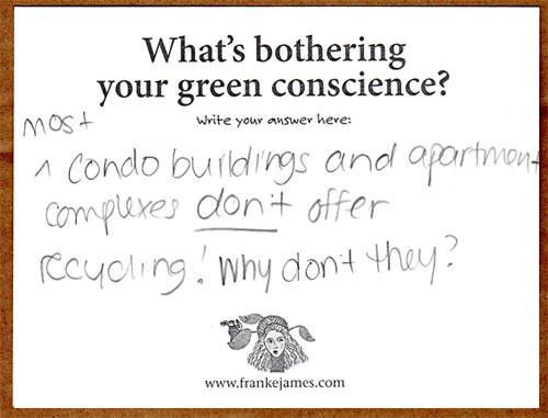 feedback card from Bothered by My Green Conscience book event