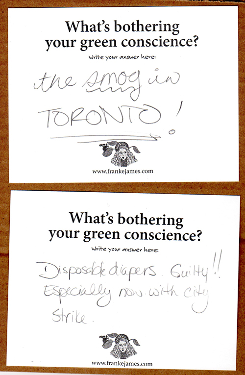 feedback card from Bothered by My Green Conscience book event