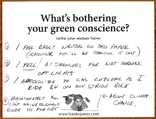 feedback card from Bothered by My Green Conscience book event